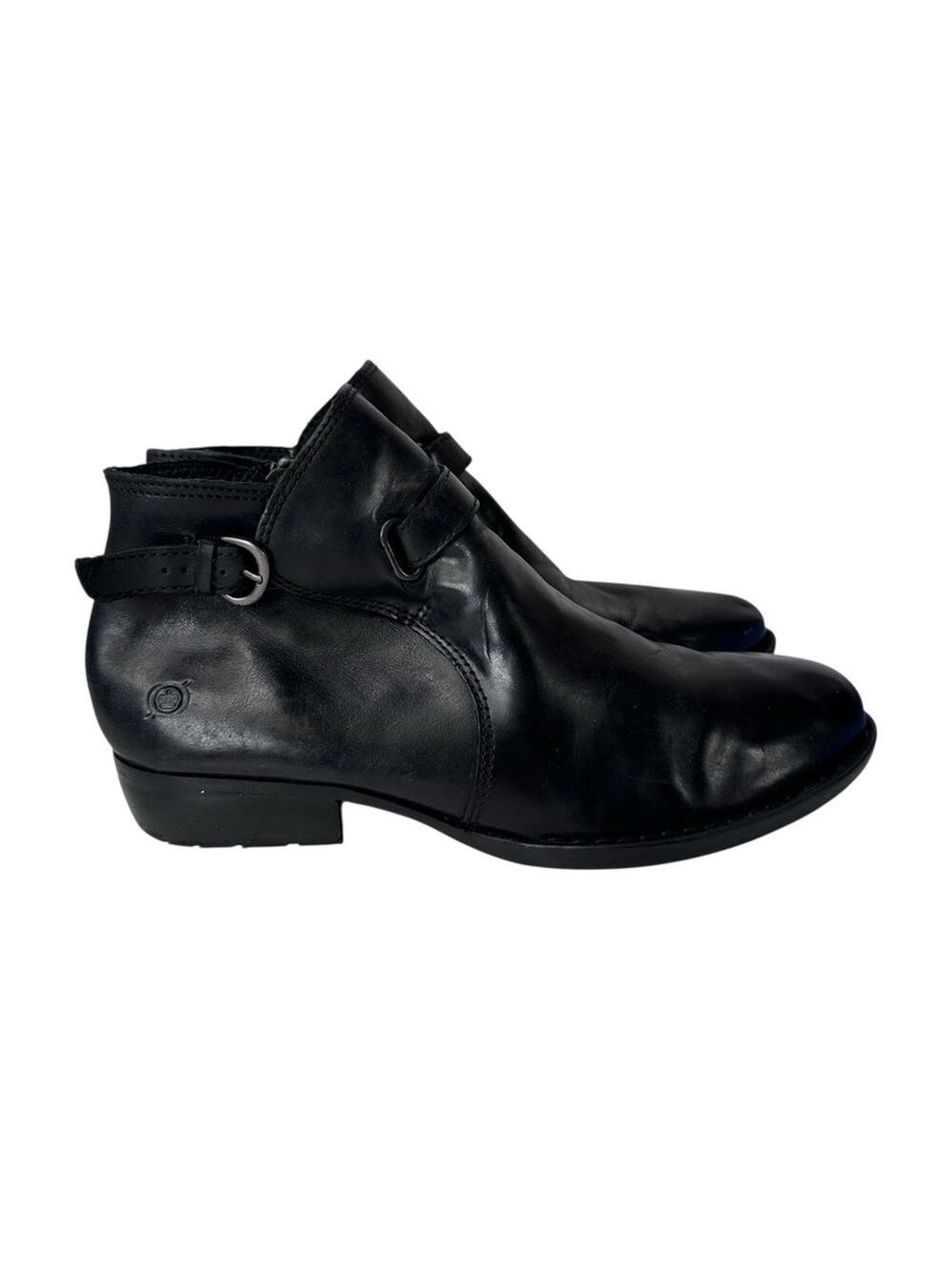 Born Jem Black Side Zip Leather Ankle Boots 9M Leathercore